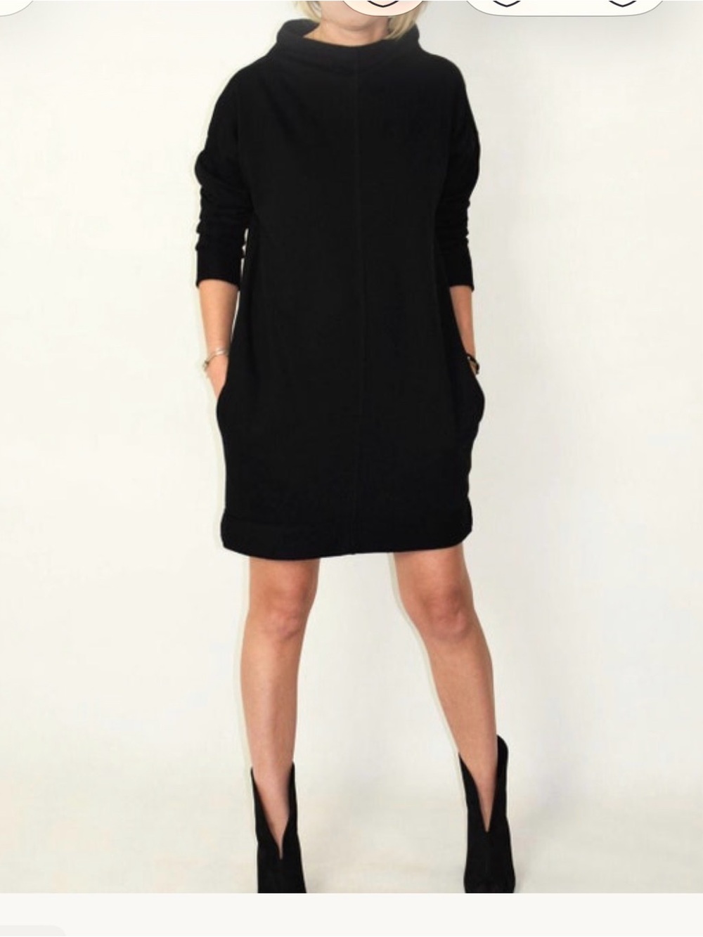 Black terry sweatshirt tunic dress